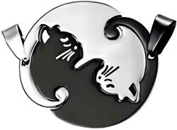 HARAHU Висулка на верижка Double Cat - Кръг / Черен KP34541