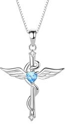 HARAHU Колие Wing Cross - Сребриста / Синя KP28838
