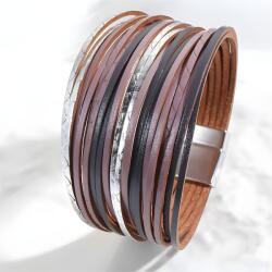 HARAHU Дамска гривна ko-38709 - Кафяво / Сребристо kp38709