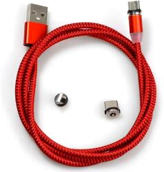 HARAHU Usb заряден кабел 3в1 с магнитни накрайници - Червен kp30704 (30704)