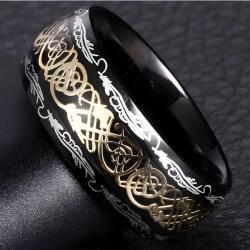 HARAHU Пръстен OR-17129 - Черен / Златен / 57mm KP17129