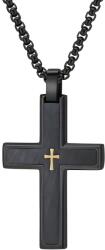 HARAHU Мъжка верижка с кръст vq-38807 - Черна / Златна / 60см kp38807