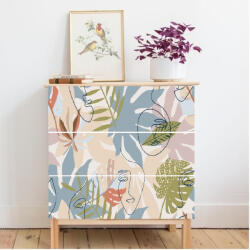 Eosette Autocolante pentru mobila - Frunze Tropicale si Siluete- 20x80 cm x 3 bucati