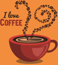 Eosette Autocolant perete - I love coffee - Fundal Portocaliu - eosette - 40,00 RON