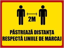 Eosette Autocolant Preventie COVID - Pastreaza Distanta - 40x30 cm