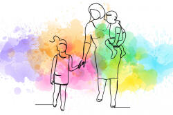 Eosette Mother and Children, Continuous Line, Art Print - eosette - 65,00 RON