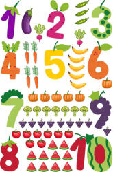 Eosette Sticker educativ, Numere si Grupe de Legume, 60x90 cm