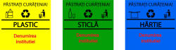 Eosette Autoconte Colectare Selectiva - Plastic, Sticla, Hartie - Set 3 buc - 30x30 cm