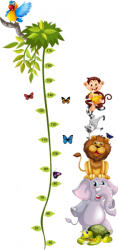 Eosette Sticker Grafic de crestere cu animale si fluturi - masurator inaltime - 90x170 cm