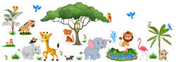 Eosette Autocolant camere copii - Animale in Savana - 2 coli de 60x90 cm