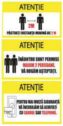 Eosette Stickere Preventie Coronavirus - Set Pastrati Distanta, Numar Maxim de Persoane si Plata Card
