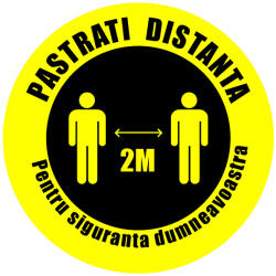 Eosette Set 3 BUC - Stickere Podea - Preventie Coronavirus - Pastrati Distanta - Rotund - diametru 22 cm - eosette - 70,00 RON