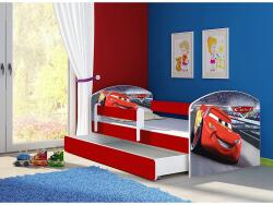 HomeSweet Pat copii cu sertar si saltea Fulger Cars si protectie anticadere