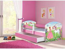 HomeSweet Pat copii cu sertar si saltea Princess Unicorn si protectie anticadere