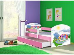 HomeSweet Pat copii cu sertar si saltea Mickey si Minnie Mouse roz si protectie anticadere