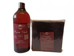 woodworker Kit intretinere mobilier lemn masiv, Prep’N Shine-Pure Teak Oil & Hand Pad’s Hard Abrasive, negru, 1000 ml, interior, exterior, woodworker (Te-Hp-N-01)