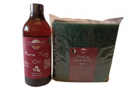 woodworker Kit intretinere mobilier lemn masiv, Prep’N Shine-Pure Tung Oil & Hand Pad’s Mix Abrasive, alb, negru verde, 500 ml, food-safe, non toxic, woodworker (Tu-Hp-Mx-05)