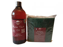 woodworker Kit intretinere mobilier lemn masiv, Prep’N Shine-Pure Teak Oil & Hand Pad’s Mix Abrasive, alb, negru, verde, 1000 ml, interior, exterior, woodworker (Te-Hp-Mx-01)