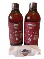 woodworker Pachet intretinere lemn masiv, Dual Pack Pure Breed Oil, Pure Tung Oil, laveta bumbac, food-safe, 500ml/500ml, woodworker (Dual Br-Tu-L-05)