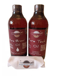woodworker Pachet intretinere lemn masiv, Dual Pack, Pure Breed Oil, Pure Teak Oil, laveta bumbac, 500ml/500ml, woodworker (Dual Br-Te-L-05)