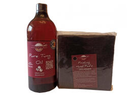 woodworker Kit intretinere mobilier lemn masiv, Prep’N Shine-Pure Tung Oil & Hand Pad’s Hard Abrasive negru, 1000 ml, food-safe, non toxic, woodworker (Tu-Hp-N-01)