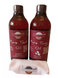 woodworker Pachet intretinere lemn masiv, interior, exterior, Dual Pack, Pure Tung Oil, Pure Teak Oil, laveta bumbac, 500ml/500ml, interior, exterior, woodworker (Dual Tu-Te-L-05)