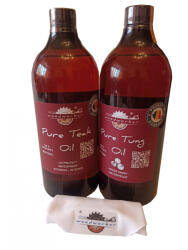 woodworker Pachet intretinere lemn masiv, interior, exterior, Dual Pack, Pure Tung Oil, Pure Teak Oil, laveta bumbac, 1000ml/1000ml, woodworker (Dual Tu-Te-L-1)