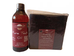 woodworker Kit intretinere mobilier lemn masiv, Prep’N Shine-Pure Teak Oil & Hand Pad’s Hard Abrasive, negru, 500 ml, interior, exterior, woodworker (Te-Hp-N-05)
