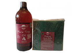 woodworker Kit intretinere mobilier lemn masiv, Prep’N Shine-Pure Tung Oil & Hand Pad’s Medium Abrasive verde, 1000 ml, food-safe, non toxic, woodworker (Tu-Hp-V-01)