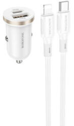 BOROFONE Incarcator auto Borofone BZ22, 1x USB-C, 1x USB, 30 W, White (6941991105210)