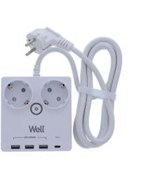 Well 2 Plug + 4 USB 2 m Switch (EXTS-2S2M-PROT/USBC4-WL)