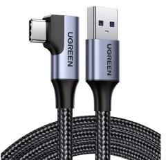 UGREEN adatkábel (USB - Type-C, 3A, gyorstöltő 3.0, 100cm, 90 fokos, cipőfűző) FEKETE