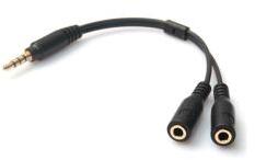 Gigapack Audió adapter kábel (elosztó, 2 3.5mm jack aljzat - 3.5mm jack, 10cm) FEKETE (68795)