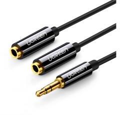 UGREEN audió adapter kábel (elosztó, 2 3.5mm jack aljzat - 3.5mm jack, 25cm) FEKETE