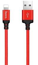 hoco. X14 adatkábel (USB - lightning, gyorstöltő, 100cm, cipőfűző) PIROS (92507)