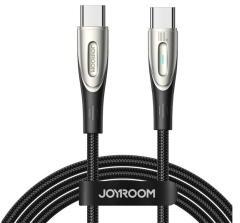 JOYROOM STAR-LIGHT adatkábel (Type-C - Type-C, 100W, 120cm, gyorstöltő, LED jelzés) FEKETE