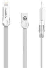 Nillkin PLUS III adatkábel (USB - microUSB/lightning, 100cm, lapos kábel) FEHÉR