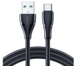 JOYROOM SURPASS adatkábel (USB - Type-C, 3A, gyorstöltő, 120cm, cipőfűző, törésgátló) FEKETE (140100)