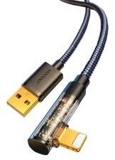 JOYROOM adatkábel (USB - lightning, 2.4A, gyorstöltő, 120cm, 90 fokos) FEKETE (140472)