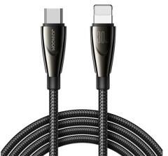 JOYROOM PIONEER adatkábel (Type-C - lightning, 30W, 120cm, gyorstöltő, cipőfüző) FEKETE (150076)