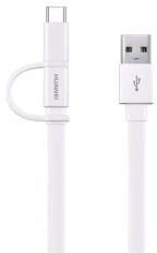 Huawei adatkábel (USB - microUSB/Type-C, lapos kábel, 150cm) FEHÉR