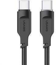 USAMS LITHE SERIES adatkábel (Type-C - Type-C, 100W, PD gyorstöltő, 120cm, LED jelzés) FEKETE