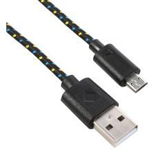 Gigapack Adatkábel (USB - microUSB, 200cm, cipőfűző) FEKETE