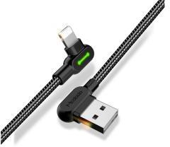 Mcdodo adatkábel (USB - lightning, 2.4A, 120cm, 90 fokos, LED jelzés) FEKETE (25855)