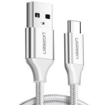 UGREEN adatkábel (USB - Type-C, 3A, PD gyorstöltő 3.0, 100W, 200cm, cipőfűző) FEHÉR