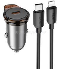 hoco. NZ16 autós töltő Type-C aljzat (30W, PD gyorstöltő + lightning kábel) SÖTÉTSZÜRKE (HOCO_NZ16_L) (HOCO_NZ16_L)