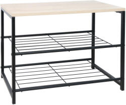 TEMPO KONDELA Cipőtartó, 2 soros, fekete/természetes, TADEO (357766)