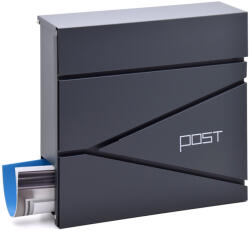 Picco - Fabio postaláda újságtartóval - modern, antracit színű kültéri levélszekrény (PI0041)