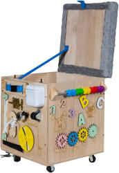 Inlea4Fun Játéktároló doboz , puff készségfejelsztő játékokkal (3T-PM1)