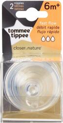 Tommee Tippee Natural Start gyors folyású cumisüveg cumi 6 hónapos kortól 2 db